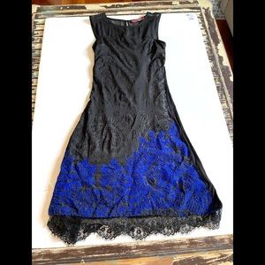 Desigual Black Lace and Royal Blue Dress